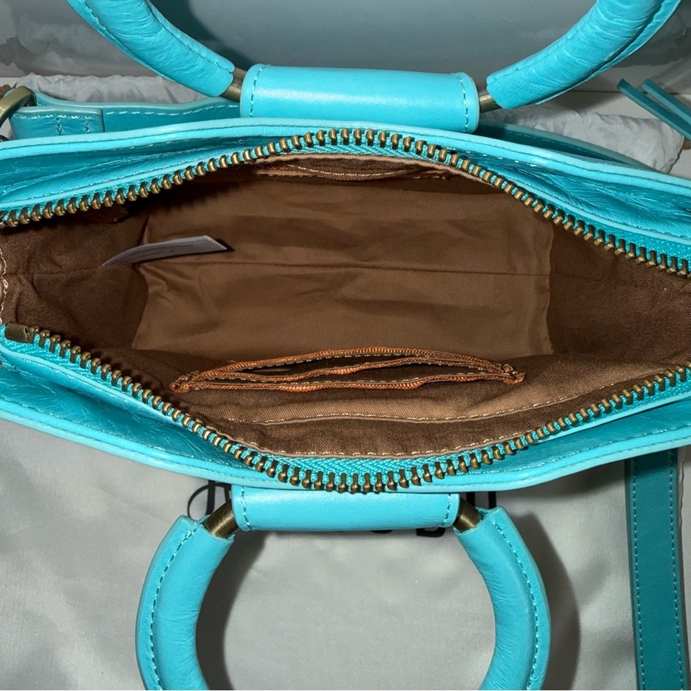 HOBO NWOT Heidi Mini Satchel Leather Handbag Tiffany Blue - Picture 10 of 12